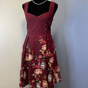 Trixxi Red Embroidered Floral Dress for Girls